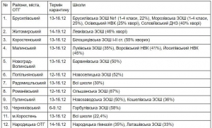 Школы Житомира закрывают на карантин